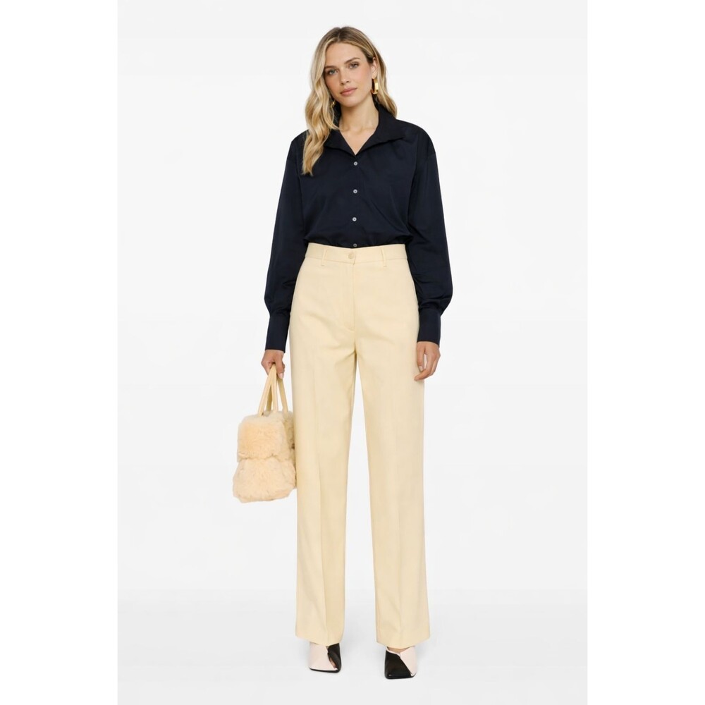 FABIANA FILIPPI Yellow Pants US 10 Silk Blend Italy Made Women's Trousers Wide